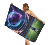 QNUOXEP Serviette de Plage de Football, Serviette de Plage en Microfibre, Serviette de Bain de Football personnalisée, Motif Ballon de Football, Utilisé pour Les Enfants/Adultes