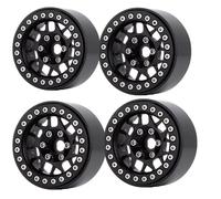 QOAKSDY Pièces RC pour TRAX4 pour SCX10 90046 AXI03007 1/10 Voiture Télécommandée 4 Pièces Jante en Alliage D'aluminium Beadlock 2.2in Jantes Moyeu(Black)