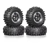 QOAKSDY Pneus Voiture RC pour TRX4M pour SCX24 AX24 pour FCX24 1/18 1/24 RC Pièces De Voiture sur Chenilles Accessoires 51mm 1.0 "Jeu Pneus Roue À Billes en Métal 4(Black)