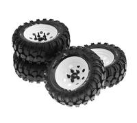 QOAKSDY Voiture Rc Pneus Roue pour Trxs TRX4 pour D90 D110 pour Axial SCX10 4 Pièces 93 Mm Métal 1,9" Beadlock Jante De Roue en Caoutchouc Ensemble Pneus 1/10 RC Crawler Car(White)