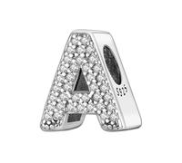 QOAUPO Women's Charm A-Z, 925 Silver, for European Bracelets & Necklaces - ideal for Valentine's Day or Birthday, Argent sterling, Non applicable.
