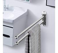 qobobo Porte-Serviettes Mural avec 2 Double Arm Bras à 180 Rotation Barre Serviette en Acier Inox Brossé 40 CM pour Salle de bain