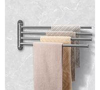 Qobobo® Porte-Serviettes Salle de Bain avec 4 Barres 180°Rotatives Sèche-Serviettes Mural Acier Inoxydable SUS304 40CM Argent