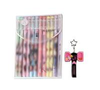QOCUILC 12 pièces BP Effacables,avec 1 porte-clés,Stylo Gomme,Noir,parfait pour les fans de Kpop