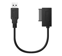 Qoekacy Adaptateur USB PC 6P + 7P CD DVD Rom SATA vers USB 2.0 Convertisseur Slimline Sata 13 Broches Câble de Lecteur pour PC Portable Ordinateur Portable