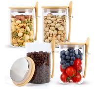 QOEOTUY Bocaux en Verre avec Couvercle: 4 Pots 500ML Bocaux en Verre Hermétique et Cuillère - Bocaux Rangement Cuisine pour Overnight Oats, Grains de café, Fruits à coque, Farine