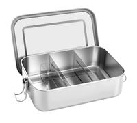 QOEOTUY Boîte Repas en Acier Inoxydable：1400ML Lunch Box Avec 2 Compartiments - 100% Sécuritaire Sans BPA Écologique et Réutilisable - Boîte à Lunch Étanche et Hermétique