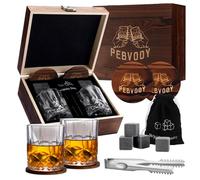QOEOTUY Coffret Whisky Cadeau Homme - Cadeau Personnalisé Homme - Verre Whisky + Pierre a Whisky Reutilisable + Whiskey Accessories - Cadeaus Noel pour Papa Mari