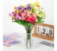 QOEOTUY Lot de 6 fleurs artificielles pour cimetière - Résistantes aux UV - Ne se décolorent pas - Fleurs artificielles pour extérieur et intérieur - Décoration de mariage