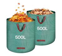 QOEOTUY Sac Jardin Dechets Verts 2x 500L - Sac Dechets Verts avec Poignées, Pliable et Réutilisable - Sacs Vegetaux Jardin pour Ramasse Feuilles Mortes