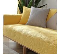 QOEUIUJ Housse de Canapé d'angle en Forme de L Housse Velours Épaisse, Matelassée et Réversible avec Fixation Anti-Dérapant for Canapés Sectionnels(Jaune,70x120cm/27x47in)