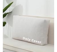 QOEUIUJ Housse de Coussin de Dossier de Canapé en Lin Mélangé, Taie d'oreiller Rectangulaire pour Coussin Épais, Texture 3D avec Fermeture Éclair Invisible, Profondeur 10/15/18cm(Beige,80x50x15cm)