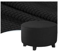 QOEUIUJ Housse de Ottomane Rond 40cm 60cm 35cm Extensible en Velours pour Pouf 40x40 60×60, Protection pour Repose-Pieds et Tabouret(Noir,Diameter 80cm)