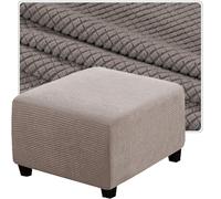 QOEUIUJ Housse de Pouf Carré 35x35 50x50 Housse de Ottomane 40x40 45x45 60x60 Housse de Tabouret 100x100 30×30 Housses de Repose-Pieds en Jacquard(Taupe,90x90cm)