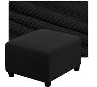 QOEUIUJ Housse de Pouf Carré 35x35 50x50 Housse de Ottomane 40x40 45x45 60x60 Housse de Tabouret 100x100 30×30 Housses de Repose-Pieds en Jacquard(Noir,90x90cm)