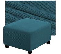 QOEUIUJ Housse de Pouf Carré 35x35 50x50 Housse de Ottomane 40x40 45x45 60x60 Housse de Tabouret 100x100 30×30 Housses de Repose-Pieds en Jacquard(Bleu foncé,90x90cm)