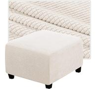 QOEUIUJ Housse de Pouf Carré 35x35 50x50 Housse de Ottomane 40x40 45x45 60x60 Housse de Tabouret 100x100 30×30 Housses de Repose-Pieds en Jacquard(Ivory,90x90cm)