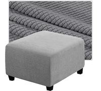 QOEUIUJ Housse de Pouf Carré 35x35 50x50 Housse de Ottomane 40x40 45x45 60x60 Housse de Tabouret 100x100 30×30 Housses de Repose-Pieds en Jacquard(Gris,90x90cm)