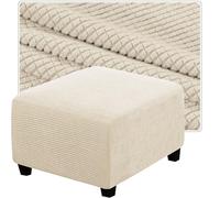 QOEUIUJ Housse de Pouf Carré 35x35 50x50 Housse de Ottomane 40x40 45x45 60x60 Housse de Tabouret 100x100 30×30 Housses de Repose-Pieds en Jacquard(Beige,90x90cm)