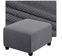 QOEUIUJ Housse de Pouf Carré 35x35 50x50 Housse de Ottomane 40x40 45x45 60x60 Housse de Tabouret 100x100 30×30 Housses de Repose-Pieds en Jacquard(Gris foncé,90x90cm)