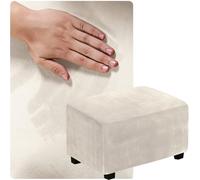 QOEUIUJ Housse de Pouf de Taille Personnalisée, Housse de Repose-Pieds Velours, Protecteur de Ottomane, Dites-Moi la Taille Dont Vous Avez Besoin et Nous la personnaliserons for Vous(Beige,95x125cm)