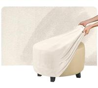 QOEUIUJ Housse de Pouf Rond 40cm 60cm 35cm Extensible Velours Protecteur Ottomane 40x40 60×60 Cover de Protection for Repose Pieds Tabouret(Ivory,Diameter 58cm)