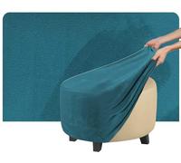 QOEUIUJ Housse de Pouf Rond 40cm 60cm 35cm Extensible Velours Protecteur Ottomane 40x40 60×60 Cover de Protection for Repose Pieds Tabouret(Bleu foncé,Diameter 80cm)