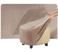 QOEUIUJ Housse de Pouf Rond 40cm 60cm 35cm Extensible Velours Protecteur Ottomane 40x40 60×60 Cover de Protection for Repose Pieds Tabouret(Taupe,Diameter 30cm)
