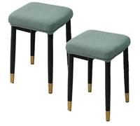 QOEUIUJ Housse de Tabouret Petit Rectangle Carré 25-30 Housses de Siege Extensible Jacquard Protection de Chaise for Tabourets en Bois/Métal/Cuir/Tissu(Matcha Green,2PCS)