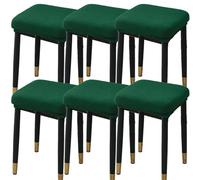 QOEUIUJ Housse de Tabouret Petit Rectangle Carré 25-30 Housses de Siege Extensible Jacquard Protection de Chaise for Tabourets en Bois/Métal/Cuir/Tissu(Vert foncé,6PCS)