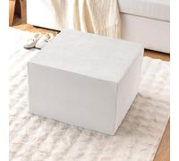 QOEUIUJ Housse Pouf Carré 50x50 40x40 45x45 35x35 60x60 100x100 65x65 55x55 cm Protège-Tabouret Extensible Jacquard Tissu Élastique Recouvre-Pouf Salon Familial Décor(Blanc,73x73cm)