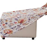 QOEUIUJ Housse Pouf Carré Housses Ottomane Rectangulaire Extensible de Repose-Pieds Protecteur Tabouret Impression avec Fond Élastique Antidérapante Lavable(B9,Rectangle M)