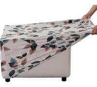 QOEUIUJ Housse Pouf Carré Housses Ottomane Rectangulaire Extensible de Repose-Pieds Protecteur Tabouret Impression avec Fond Élastique Antidérapante Lavable(B8,Square L)