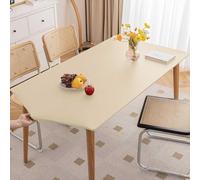 QOEUIUJ Nappe de Table Carré Imperméable 60×60-100×100cm Protège-Tableau Élastique Rectangulaire 60×120 80×130 90×150 90×140cm Housse de Table Anti-Tache à Bords Stretch(Beige,100x100cm/40x40in)
