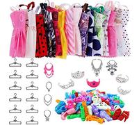 QoFina Vêtements pour Barbie Vêtements Vêtements Vêtements pour Poupées Barbie Chaussures de Habiller Jupes Accessoires pour Poupées Bijoux Cintres pour Fille