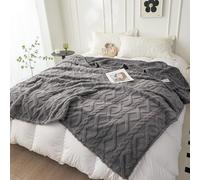 QOFLY Couverture Douillette Grise - Couverture Polaire 200 x 230 cm, Taille XXL, Grande Couverture Chaude, Douce comme jeté de canapé, lit, Hiver