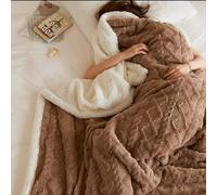 QOFLY Couverture épaisse et Moelleuse Chameau - 200 x 230 cm, Couverture Extra Chaude pour l'hiver comme Couverture de canapé, Grande Couverture de canapé, en Polaire Sherpa de qualité supérieure,