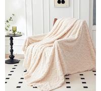 QOFLY Couverture Polaire en Flanelle - 150 x 200 cm - Couleur Unie - Beige - Moelleuse - en Microfibre - pour lit, canapé, Chambre à Coucher, Bureau