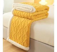 QOFLY Couverture Sherpa de qualité supérieure - 150 x 200 cm - Couverture Polaire Moelleuse pour lit, canapé, salon - Jaune