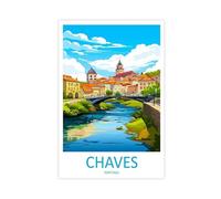 QOGDAF Chaves Impression sur toile Motif paysage portugais 30 x 45 cm