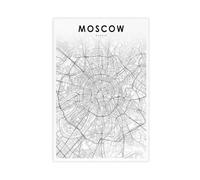 QOGDAF Impression sur toile de la carte de Moscou de la Russie - Décoration murale pour salon, chambre à coucher - 20 x 30 cm