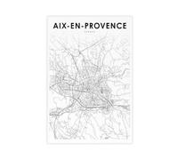 QOGDAF Poster sur toile Aix en Provence - Carte de France - Décoration pour chambre à coucher, bureau, chambre - Cadeau - 30 x 45 cm