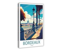 QOGDAF Poster sur toile Bordeaux Travel FranceArt - Décoration murale pour salon, chambre à coucher - 30 x 45 cm