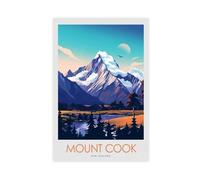 QOGDAF Poster sur toile Mount Cook Aoraki Nouvelle-Zélande - Décoration murale pour salon, chambre à coucher - 30 x 45 cm