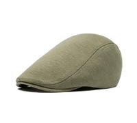 QOHNK Casquette plate en coton pour homme Newsboy Chapeau de conduite Casquette décontractée Couleur unie Béret pour homme Chapeau britannique rétro avant réglable, vert clair, Taille unique