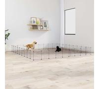 qohoio Cage Animaux de Compagnie à 36 Panneaux et Porte Noir 35x35 cm,Cage pour Chien,Cage pour Chat,Chenil pour Chien