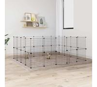 qohoio Cage Animaux de Compagnie à 36 Panneaux et Porte Noir 35x35 cm,Cage pour Chien,Cage pour Chat,Chenil pour Chien