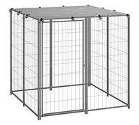 qohoio Chenil Argenté 110x110x110 cm Acier,Cage pour Chien,Parc pour Chien,Cage pour Chien Maison
