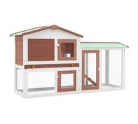 qohoio Clapier Large d'extérieur Marron et Blanc 145x45x84 cm Bois,Cabane Lapin,Grande Cage Lapin