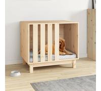 Qohoio Niche pour chien en pin massif 70 x 50 x 62 cm avec auvent et cage de clôture